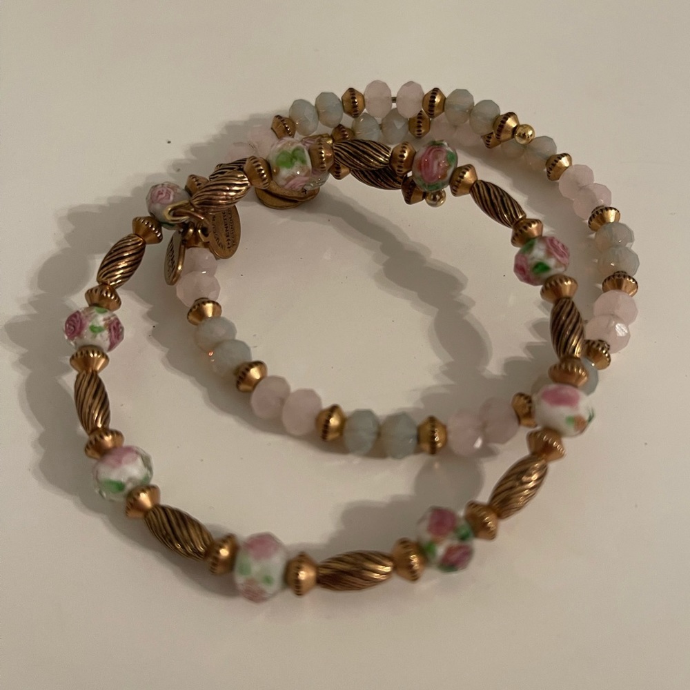 Alex and Ani rose gold vintage wrap bracelets. Set 2
